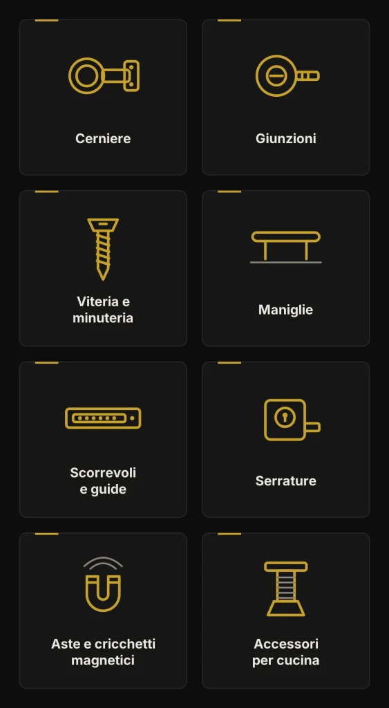 cerniere, viti, giunzioni, minuteria, scorrevoli